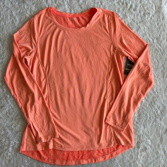 NWT Danskin Now Womens Orange Semi Fitted Athletic Long Sleeve Top Base Layer- L - Picture 1 of 4